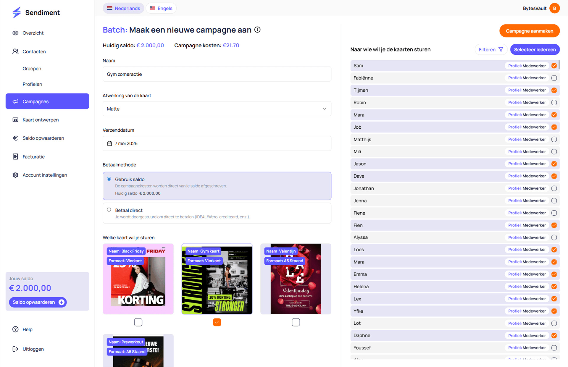 Stuur kaarten met slimme campagnes